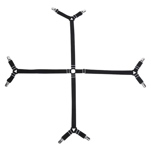 Elastic Crisscross Bed Mattress Sheet Straps Clips Triangle Grippers Holder Fasteners Black
