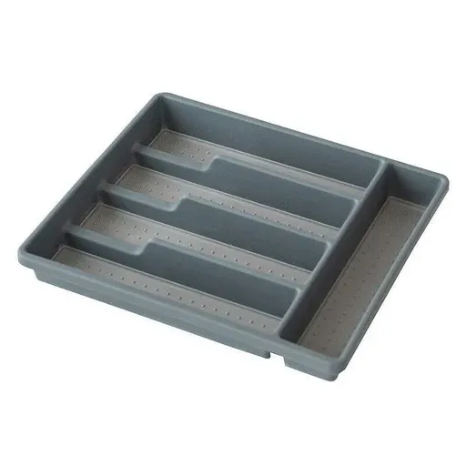 Kitchen Cutlery Large Tray Utensil Organiser Drawer Insert Divider Multi-Purpose - Grey
