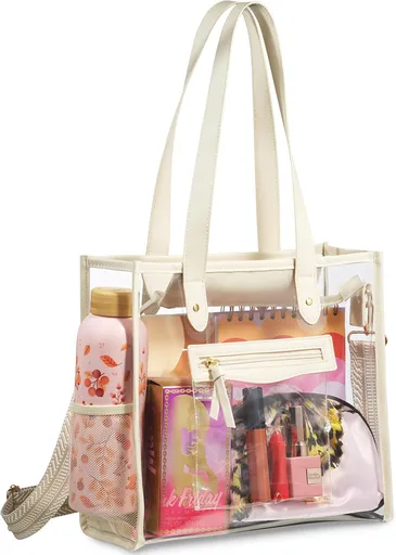 Clear Bag for Stadium Events - Large Transparent Tote - Clear Purse for Women, Work, Beach & Shopping