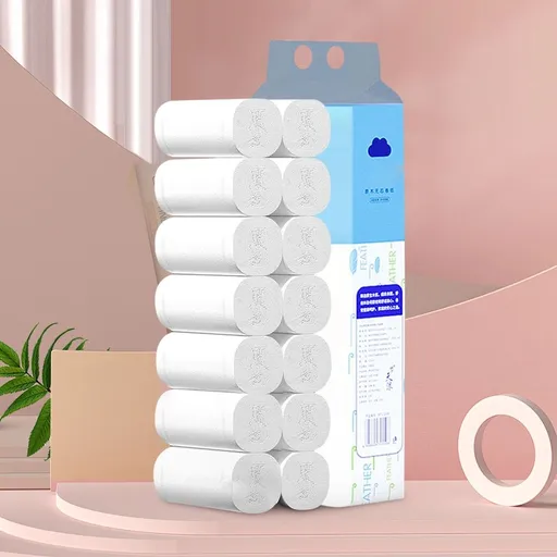 Toilet Paper 14 Rolls 4-Ply - Bulk Bathroom Tissue Paper - Soft Strong Absorbent Wood Pulp Toilet Paper for Home Office Commercial Use - Household Essentials - Large Family Pack