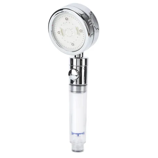 LED Shower Head with Filter Element Switch Temperature Control Shower Sprayer for BathroomColorful Flash