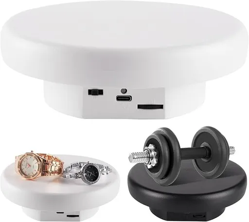 360° Electric Rotating Platform with Type-C Cable, 6.3in / 15lb Motorized Rotating Display for Jewelry Photography Products Live Show Video shoot, Mushroom Rotating Stand for 3D Model Cake White