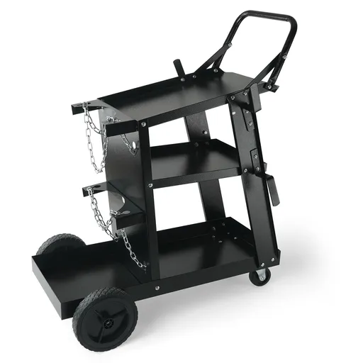 Welding Cart, 3-Tier Welder Cart Heavy Duty with 400 Lbs Weight Capacity, 360° Swivel Wheels, Tank Storage Safety Chains, Rolling MIG Welder Cart for TIG, ARC, MMA, Plasma Cutter Welding Machine
