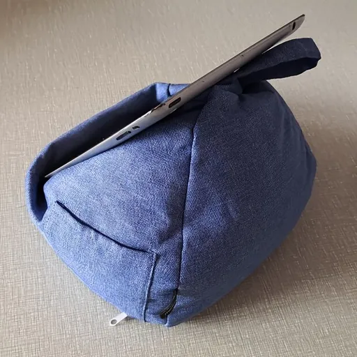 Denim Blue Cone-Shaped Portable Tablet Stand, Universal Holder for Devices Up to 11”, Ergonomic Stand for Drawing Reading Video Watching Lazy Use