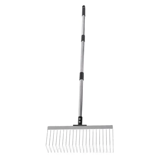 Bow Rake Garden Rake with Detachable Long Handle 21 Tines Garden Tool for Loosening Soil Gathering Leaf Yard Lawn Thatching Rake