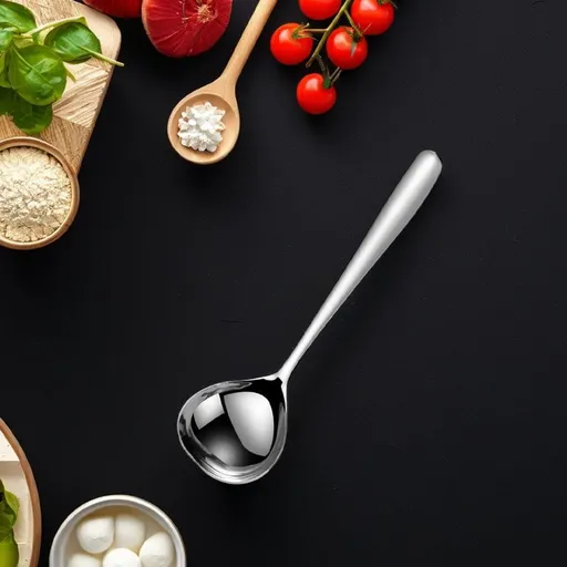 Stainless Steel Soup Ladle Large Capacity Plated Silver for Kitchen 4Pcs