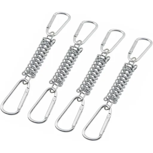 Tension Spring Buckle Awning Bracket - Sun Sail Brackets Accessories Stainless Steel with 4 Spiral Springs 8 Carabiners for Tents Awnings Camping, 4 pcs
