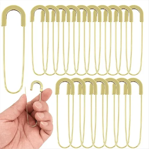 Extra Large Safety Pins Heavy Duty 3 Inch-20 PCS Coilless Sewing Pin Brooches-Giant Pins, Light Golden