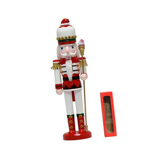 Xmas Nutcracker Ornament 38cm 15 Inch Decorative Festive Wooden Nutcracker Figurine Type 1