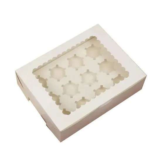 Cupcake Box Cases 1/2/4/8/12 Holes Window Face Cases Party Wedding Muffin Baking - 12 Holes 5PCS