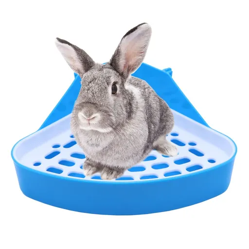 Rabbit Litter Box Toilet Bunny Corner Litter Pan Pet Toilet Potty for Guinea Pigs Hamster Rabbit Small Animal (Blue)
