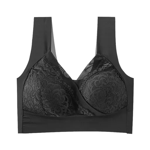 House Of Dasein High End Seamless Large Size Bra For Women Lace Backless Cupless Thin Style - Black - 4L