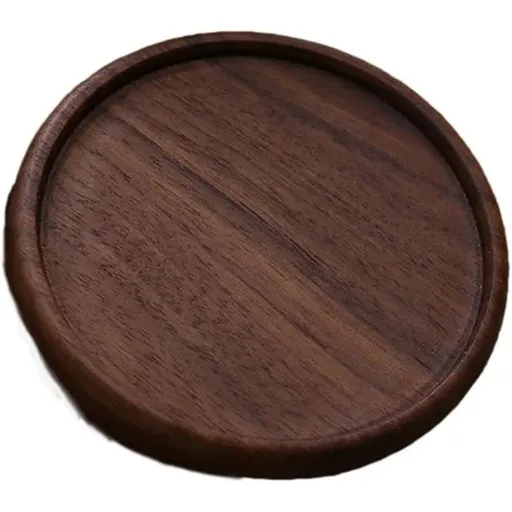 Wooden Black Round Tea Cup Tray Home Serving Plate Tea Coasters for Coffee Wooden for Drinks Bottom for Drinking Cup Coaster Wood 1Pcs（carbon black）