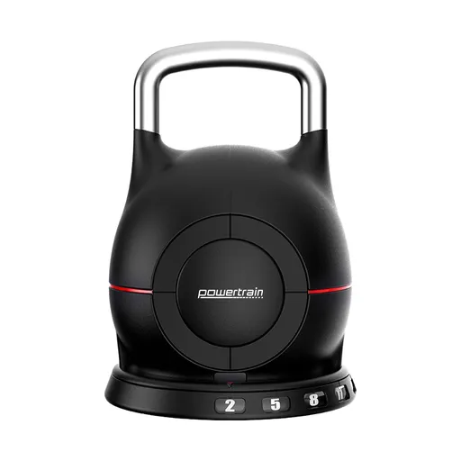 Powertrain 20kg Adjustable Kettlebell 7-in-1 Quick Weight Selection Set for Home Gym Strength and Fitness Workouts