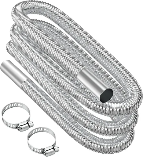 Air heater hose, 300 cm Diameter 2.5 cm stainless steel exhaust pipe, parking heater pipe with 2 hose clamps, for parking heater 300CM