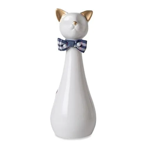 Handcrafted Cat Statue Ceramic Ashes Urn for Cats - Beloved Pet Cremation Memorial Urn, Funeral Memorial Gift - White - Size 25.5*9.5cm