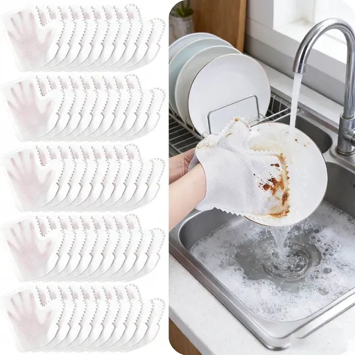 50PCS Multi-purpose Washable Dusting Gloves, White Microfiber Cleaning Gloves to Replace Dust Wipes, Dual-Sided Reusable Mitts for Grabbing and Locking in Dust