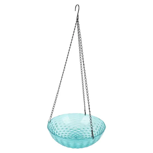 Solar Bird Bath Fountain Sturdy Plastics Hanging Bird Bath Bubbler Fountain Bird Feeder for Outdoor Garden Balcony Porch Blue