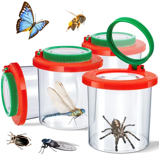 Insert Bug Viewer for Kids, 4PCS Magnifying Insect Box Bug Catcher Kit for Kids Bug Magnifier Container Insect Bug Cage Bug Jar
