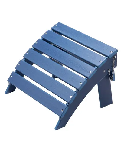 HDPE Plastic Folding Adirondack Ottoman, 40L x 48W x 33H cm Weather-Resistant Footrest for Porch, Pool, Lawn & Backyard, Blue