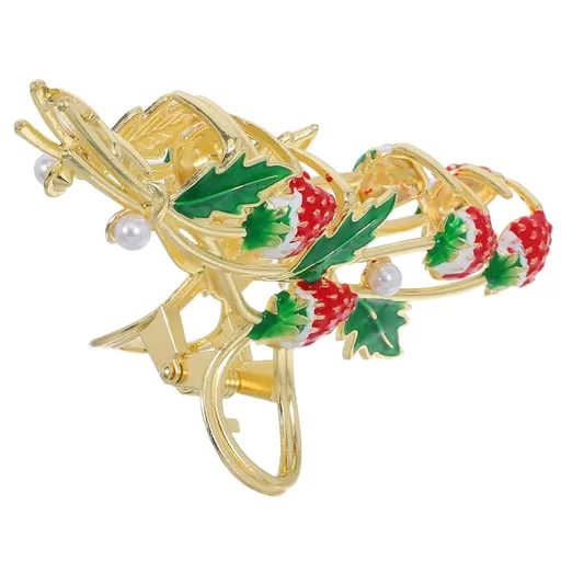 Metal Strawberry Jaw Clips Red Nonslip for Beautiful Hairstyles