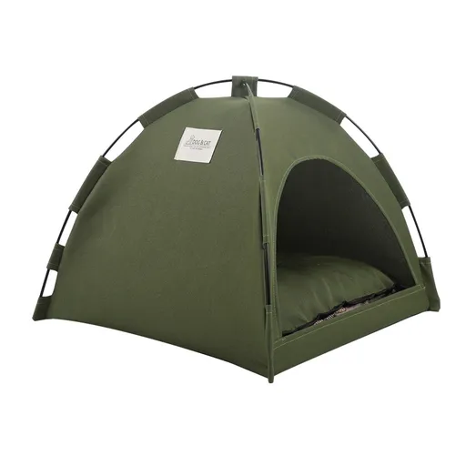 Green Premium Portable Pet Tent Bed with Cooling Mat - Breathable Foldable Outdoor Indoor Cat Dog House Shelter for Summer(Size: S)