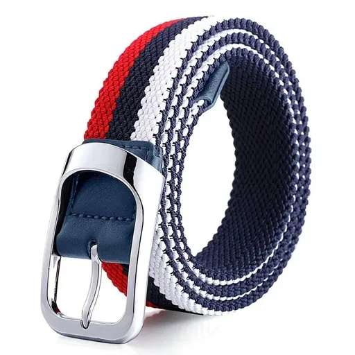 Three-Color Braided Golf Elastic Belt, Unisex, Stretchy Comfort and Versatile Matching, Top Choice for High-Quality Casual Trouser Belts/Red+blue+white