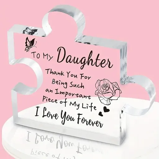 Interlocking Puzzle-Shaped Desktop Decor – 10.5cm Square Display Piece for Home or Gifting(Daughter)