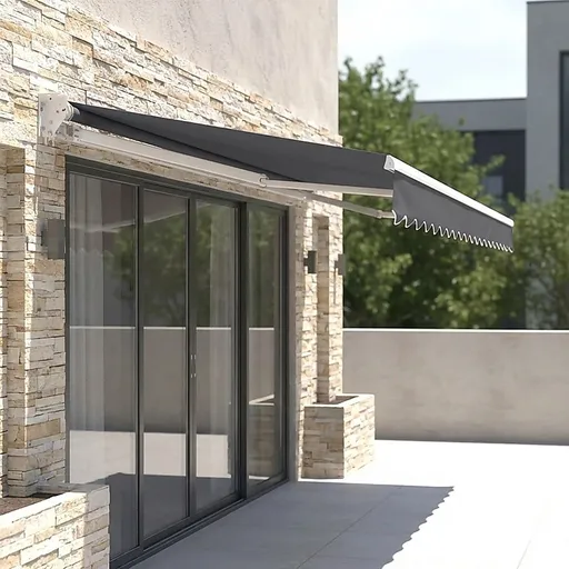 Motorised Retractable Awning – 5x2.5m Grey Outdoor Shade