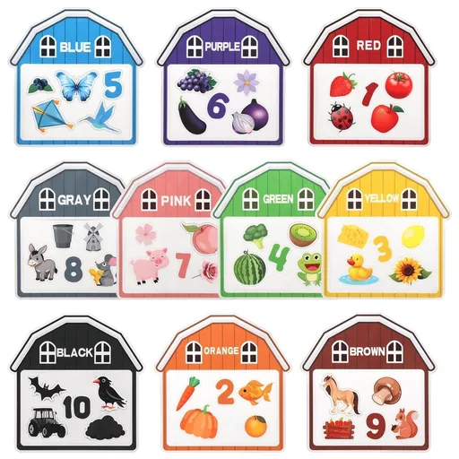 Set of 10 Farm-Themed Color Sorting Magnets – Easy-Grip, Drop-Resistant & Fade-Proof, Educational Toy for Fridge & Whiteboard