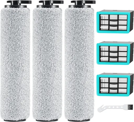 6-pack 3831 Vacuum Cleaner Brush Roll+ ilter Replacement Parts or Bissell Crosswave H2/3845N/3831 loor Scrubber, 3 Brush Rolls+3 ilters