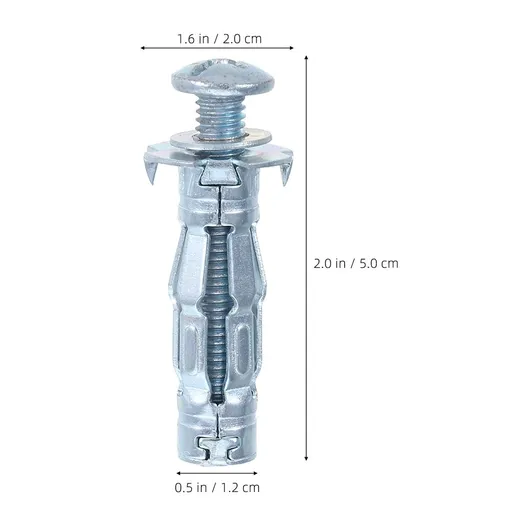5-Pack Carbon Steel Expansion Screws for Strong and Secure Drywall Mounting and Renovation Projects